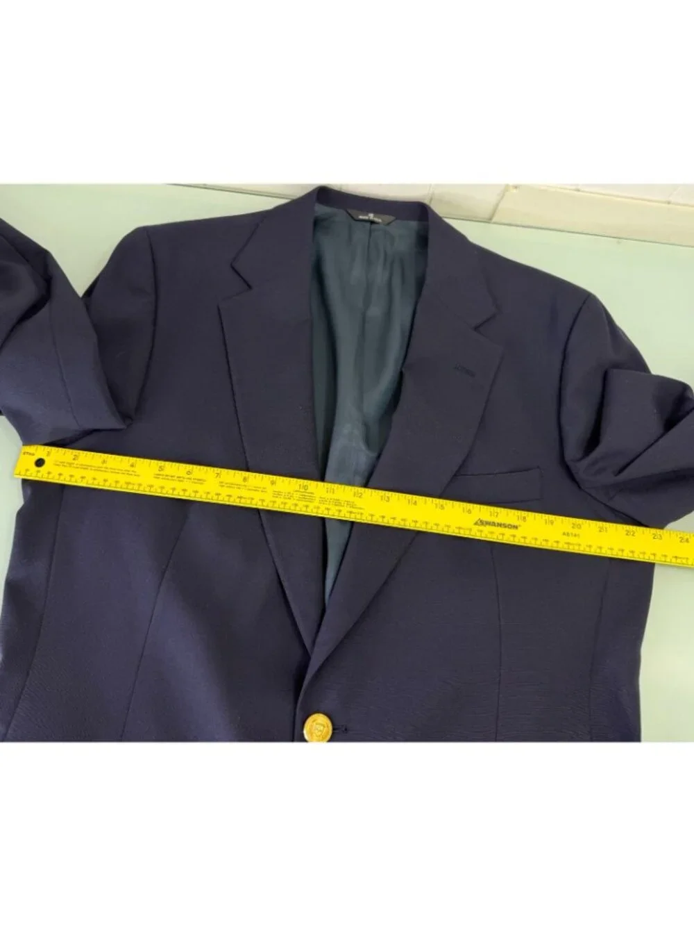VTG Polo Ralph Lauren University Club Blazer Mens 44R Wool Navy Gold Button USA